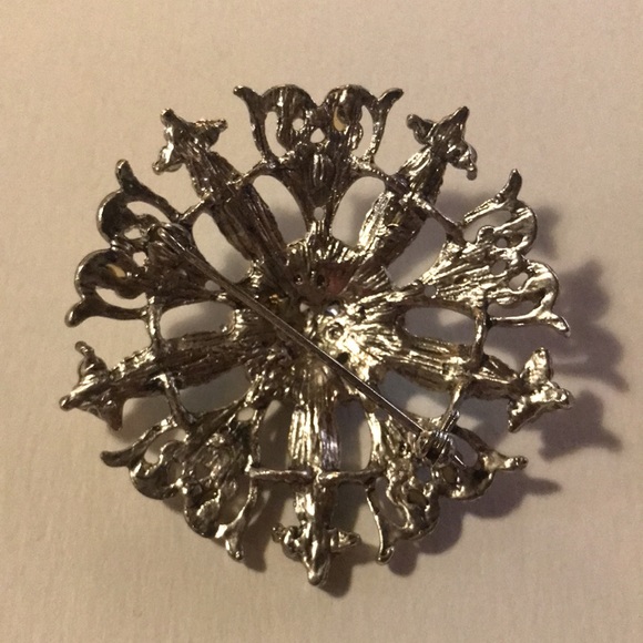 Purple, Blue and Yellow Heart Brooch - costume jewelry - Picture 4 of 6